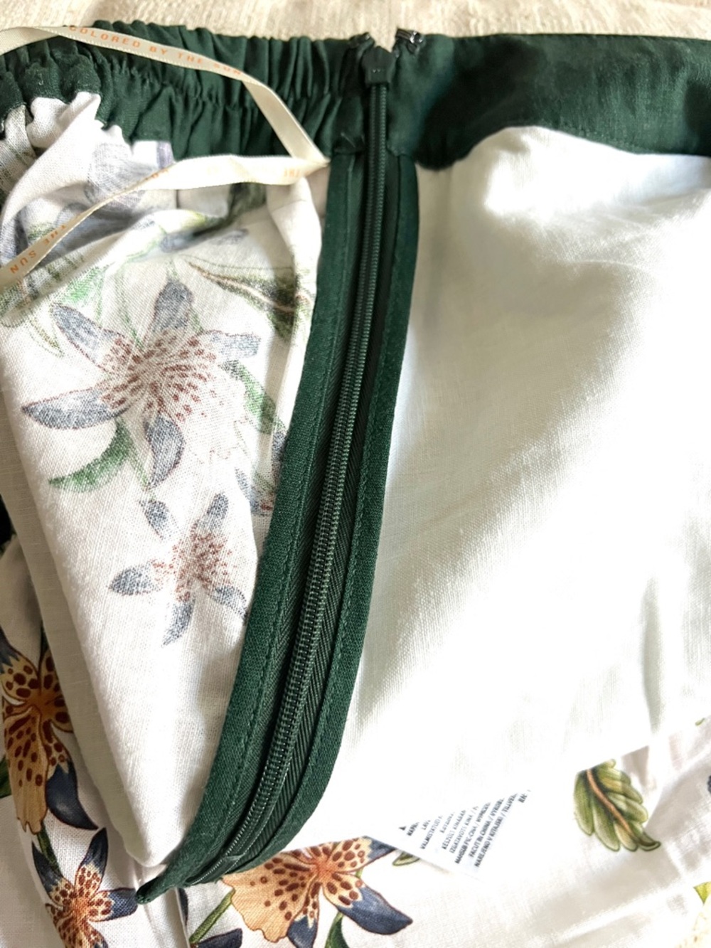 FARM Rio Sand Nature Scarf Linen Blend Straight Leg Pants Size Large NWT - Picture 5 of 15